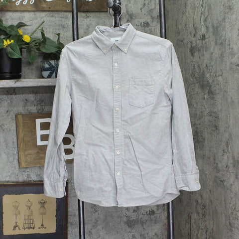 Sonoma Mens Long Sleeve Cotton Modern Fit Dress Shirt Gray` S