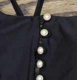 Red Carter Womens Shine Solids Front Button One Piece Swimsuit Black XL