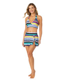 Anne Cole Barcode Stripe Halter Bikini Top Swim Barcode Stripe Blue Multi S