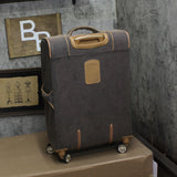 London Fog Herringbone Expandable Spinner Suitcase Luggage Navy Brown 24"