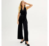 Nine West Women's Velvet Halter Jumpsuit WW33Y719RS Black L