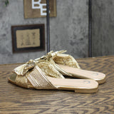 Journee Collection Serlina Foam Slide Low Block Heel Sandals Gold Yellow 8M