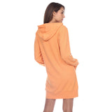 White Mark Hoodie Kangaroo Pocket V Neck Knit Sweatshirt Dress Orange L