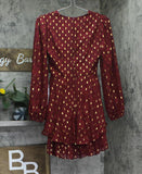 B. Darlin Double Tiered Chiffon Sheer Puff Sleeve Dress Wine Red / Gold 1/2