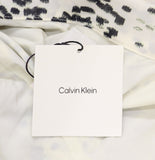 Calvin Klein Womens Printed Chiffon Faux-Wrap Cap-Sleeve Top Light Gray Print M