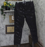 DG2 by Diane Gilman Womens Sequin Straight Leg Jeans Black 16W Tall