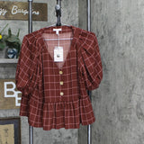 Lc Lauren Conrad Womens Cropped Ruffled Button Top WL23W025RP