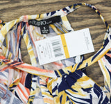 Studio by JPR Leg Scoop Neck Keyhole Self Tie Faux Wrap Cropped Jumpsuit Blue S