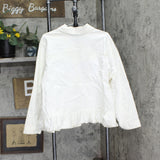DG2 Plus Size Peplum Ruffle Button Up Jeans Trucker Jacket Ivory Off White 3X