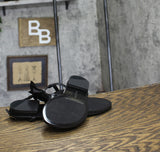 Karl Lagerfeld Paris Womens Cristi Studded Bow Thong Sandal Slide Black 9M