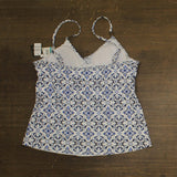 Island Escape Womens Paradise Underwire Tankini Swim Top Navy Blue Multi 16