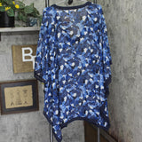 Michael Michael Kors Camo Garden Caftan Cover Up Woven New Navy Blue Multi M/L