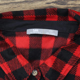Lee Womens Polar Fleece Long Sleeve Button Up Shirt Red / Black 2XL