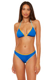 Becca Womens Crinkle Crush Textured Bikini Bottom 128457 Ocean Blue XS
