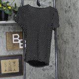 Talbots Womens V-Neck Faux Wrap Blouse Shirt Top Black / White Polka Bot PM