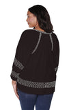 Belldini Embroidered Boho Tunic Peasant Top BW220024X Black / White 2X