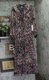 Aqua Womens Floral Satin Burnout Long Sleeve Maxi Dress IDO12879 Black Multi M