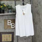 Ny Collection Petite Size Sleeveless Ribbed Top with Triple Rings White PXL