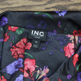 INC International Concepts Button Up Pajama Shirt Top Midnight Garden Black XS