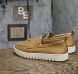 Vionic Womens Uptown Loafer EVA Pull On Camel Leather Brown 12M