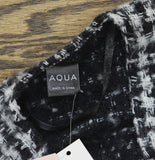 Aqua Womens Fringe Fuzzy Houndstooth Ruana 061276 Black / White