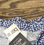 Bar III the Prowl Long Sleeve Lace-up Romper Swim Cover Up Navy Cheetah Blue M
