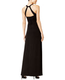 Speechless Juniors Embellished Ruched Cutout Gown Dress Black 3