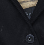 Requirements Wool Button Closure Long Sleeved Collared Jacket Coat Black 16