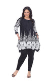 White Mark Womens Plus Size Dulce Tunic Top Black / White 4X