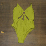 Wild Fable Womens Ring Front Cut Out One Piece Swimsuit 87851363 Green S
