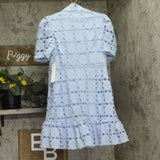 Aqua Womens Floral Lace Mock Neck Mini Dress IDM11073 Ice Blue L