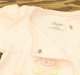 Little Me Bear Footie with Snap Front and Soft Booties Light Pink Pattern 3M