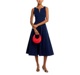 Aqua Womens Paneled Sleeveless Midi Dress Cotton Blend IDL9634 Navy Blue S