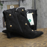 A New Day Studded Faux Suede Mid-Calf Boots with Cone Heel Jet Black / Gold 9M