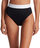 Lauren Ralph Lauren Banded High-Waist Bikini Bottom Black / White Multi 10