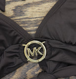 Michael Michael Kors Halter Padded Logo Bikini Swim Top Brown See Measurements