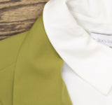 By Stacy London Womens Crepe Blazer Attached Long Sleeve Collared Shirt Moss L