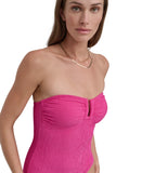 DKNY Womens Textured Shirred One-Piece Swimsuit DIMMS605 Wildberry Pink 2XL