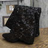 A New Day Womens Abba Sequin Foldover Tall Boots 91636693 Black 6.5M