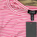 Jones New York Elbow Ruffle Sleeve Crew Neck Top Azalea Pink / Nyc White XL