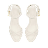 Schutz Womens Alexandra Mid Block Sandals Pearl Off White 8.5B