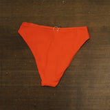 Andie Ribbed 90s High Waist Bikini Bottom AB488 Vermillion Orange M