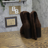 Style & Co. Brysonn Round Toe Boots Block Heel Faux Suede Dark Roast Brown 7.5M