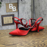 A New Day Womens Rosemary Heels Satin Strappy 94646859 Red 9M