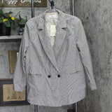 Mango Womens Double-Breasted Check Blazer Coat Jacket Charlotte Brown Multi 2XL