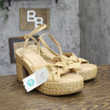 A New Day Nisha Raffia Platform Heels with Ankle Strap Natural Brown 9.5M