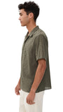 Vince Mens Cotton Eyelet Collar Button Up Camp Shirt M10521594 Dome Green S