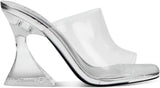 Bar III Womens Cherr Padded Insole Slip On Mule Sandals Clear Vinyl Silver 7M