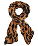 Inc International Concepts Bias Cut Scarf Fuzzy Cozy Warm Leopard Print Brown