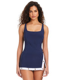 Beyond Control Control Grommet Swimdress with Underwire Dark Navy Blue / White 8